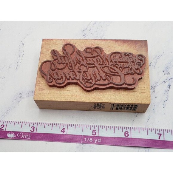 PSX Rubber Stamp Wishing You A Wonderful Christmas Phrase Script Flourish - Picture 6 of 7